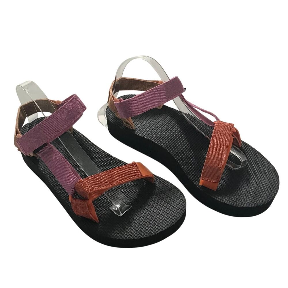 Teva Sandals Size Nine Womens Midform Universal Pink Tan Orange Elevated Sole 9